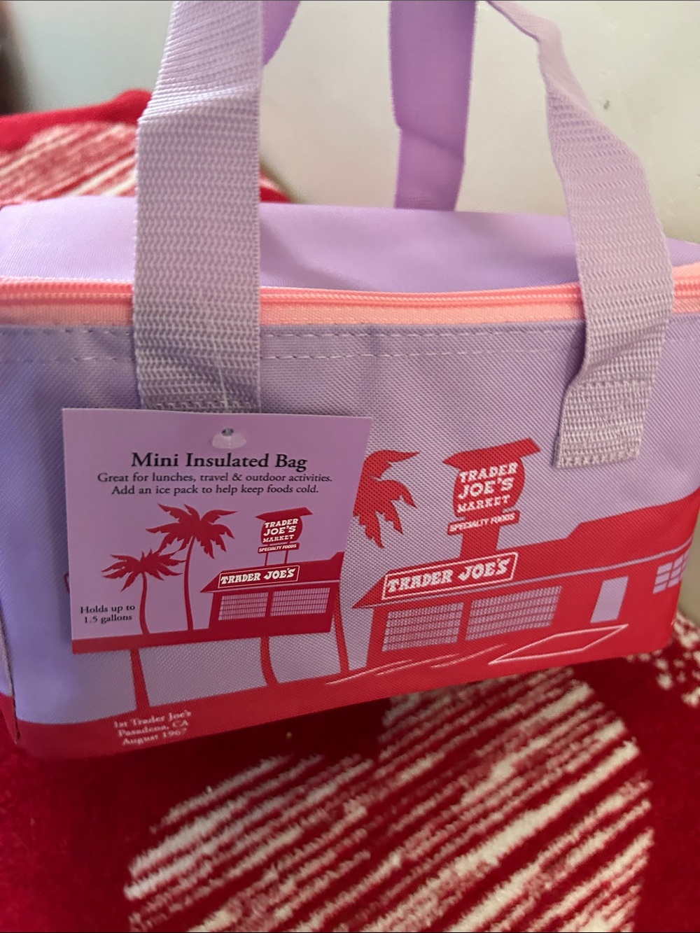 Trader Joe's Lavender & Coral Mini Insulated Bag